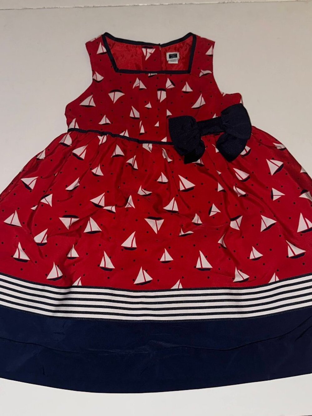 Janie and Jack girls sailboat dress sleeveless size 18-24 months red navy white